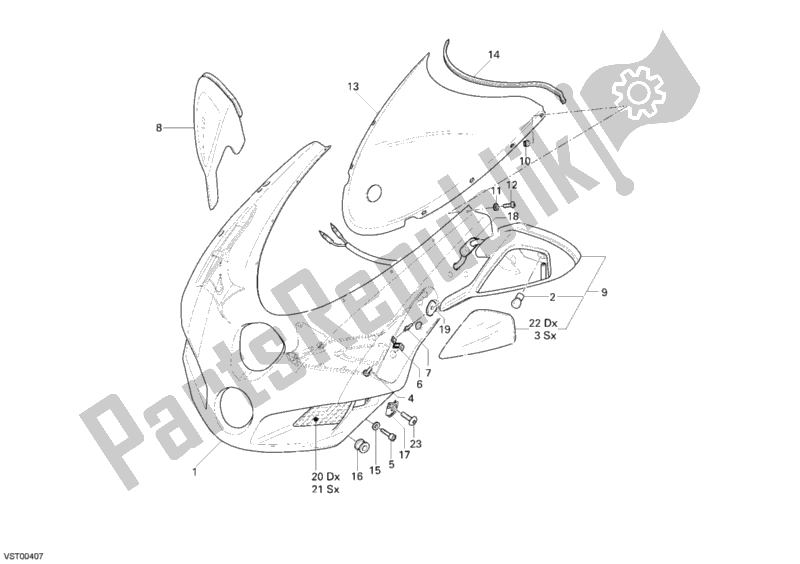 Todas as partes de Capota do Ducati Superbike 749 Dark 2005